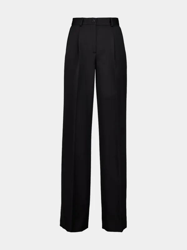 Black Flared Tuxedo Virgin Wool Pants made by Dolce & Gabanna