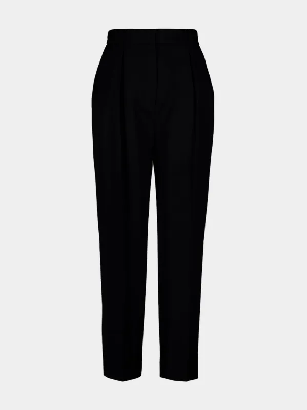 Black High-Waisted Wool Trousers made by Balmain