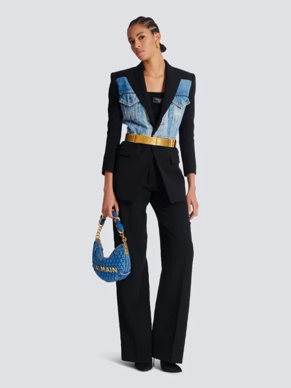 Black Tailored Grain de Poudre Trousers made by Balmain