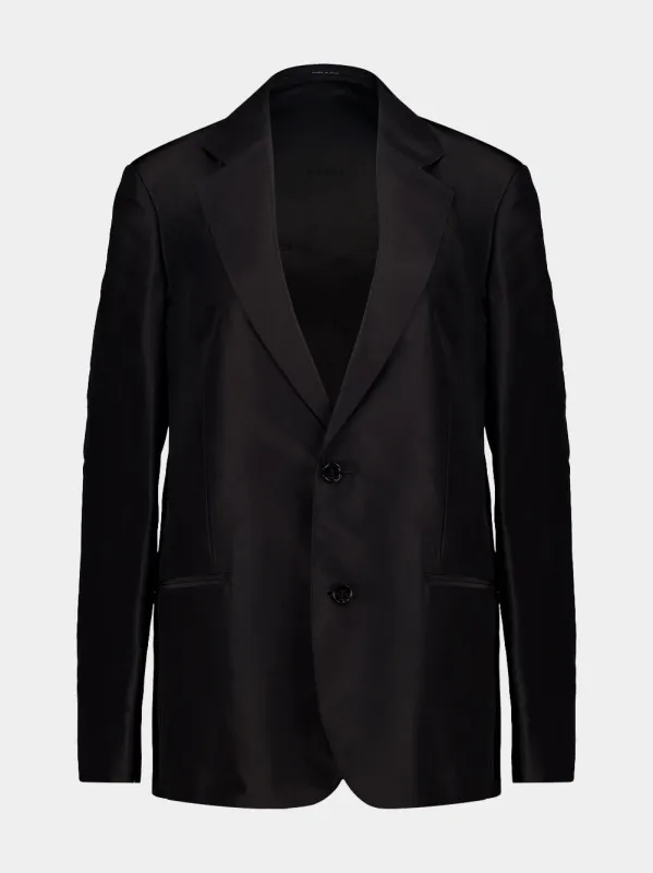 Black Fine Silk Faille Jacket made by Gucci