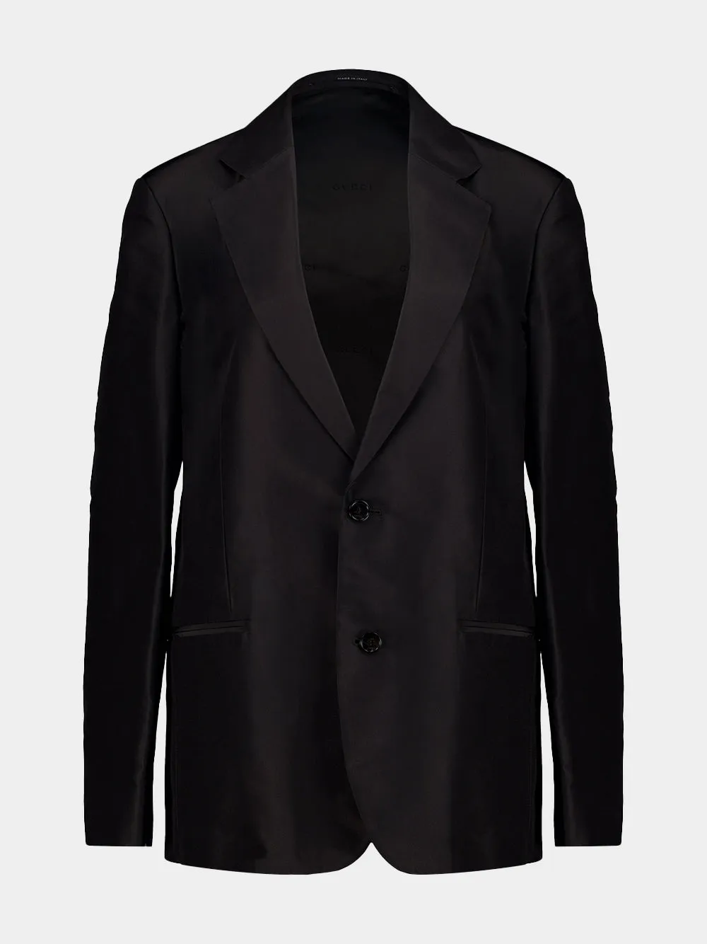 Black Fine Silk Faille Jacket sold by Fashion Clinic