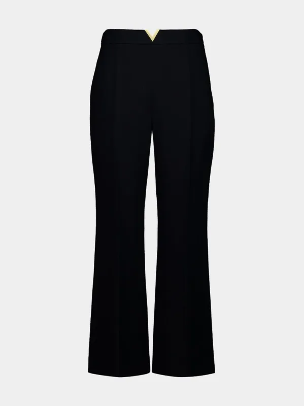 Black Virgin Wool Straight Trousers made by Valentino Garavani
