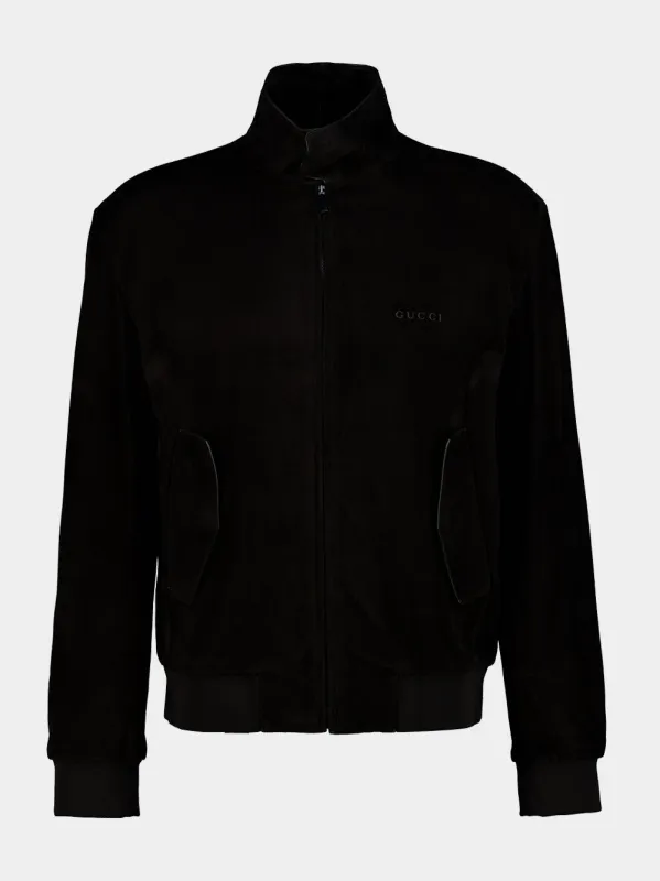 Black Lightweight Suede Bomber Jacket made by Gucci