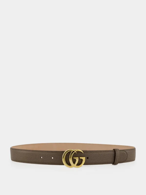 Dark Taupe GG Marmont Wide Leather Belt made by Gucci