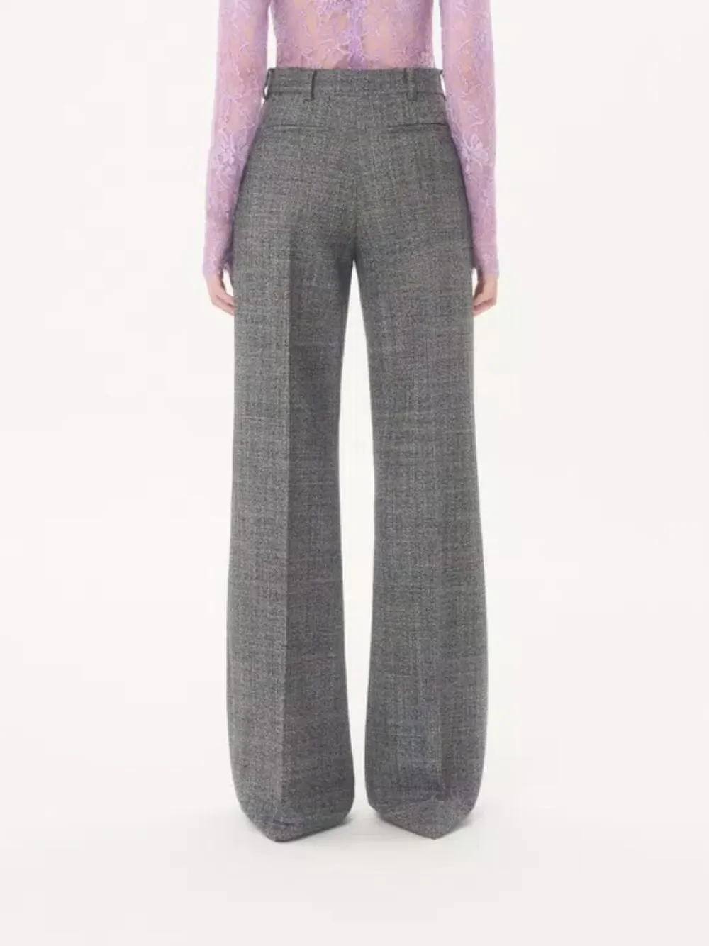 Grey Wool Mouliné Palazzo Trousers sold by Fashion Clinic product image thumbnail 3