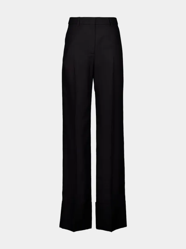 Black Tailored Woven Silk Trousers made by Valentino Garavani