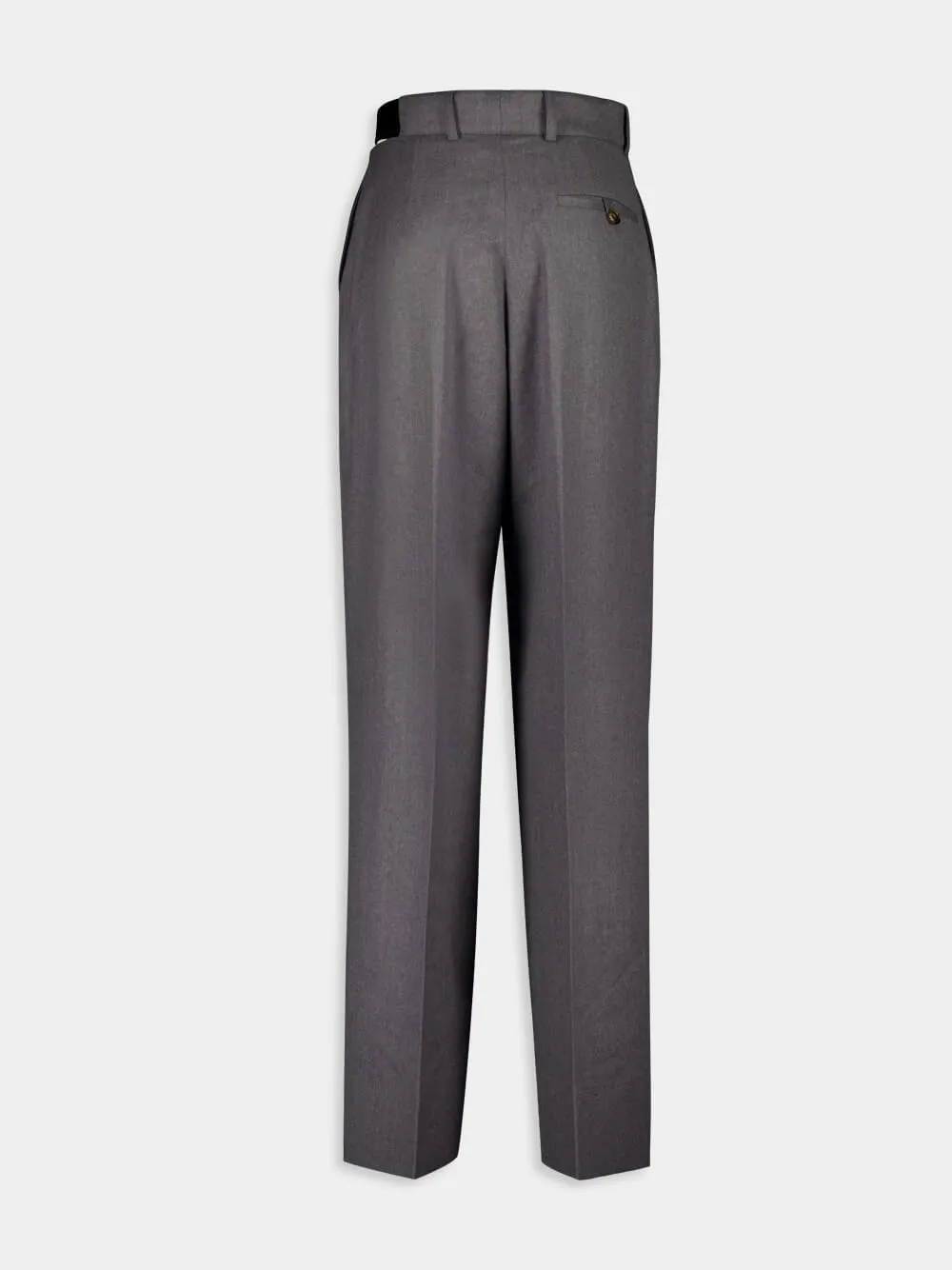 Grey Melange Flannel Straight-Leg Trousers sold by Fashion Clinic product image thumbnail 4