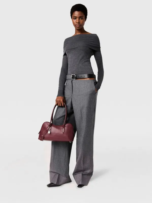 Grey Melange Flannel Straight-Leg Trousers made by Stella McCartney