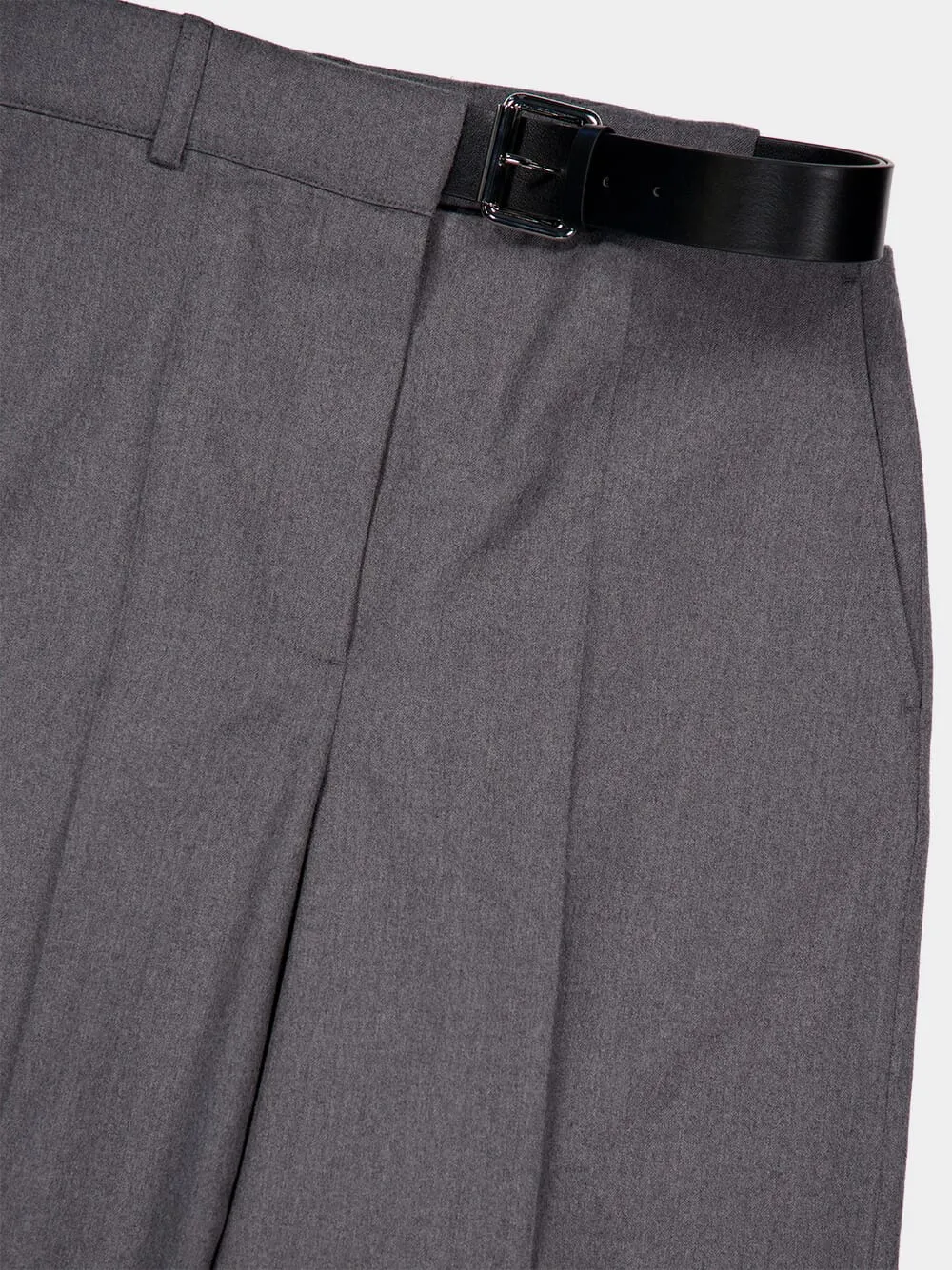 Grey Melange Flannel Straight-Leg Trousers sold by Fashion Clinic product image thumbnail 5