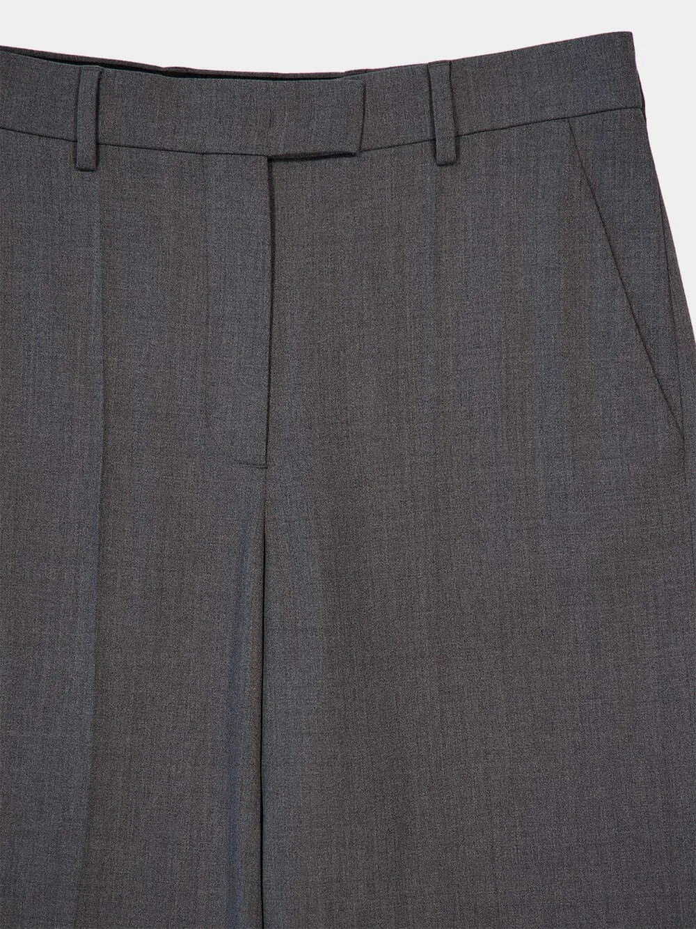 High-Waist Straight Leg Grey Wool Trousers sold by Fashion Clinic product image thumbnail 4