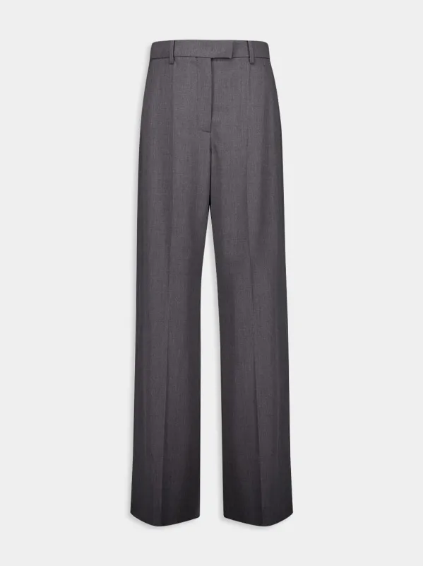 High-Waist Straight Leg Grey Wool Trousers made by Valentino Garavani