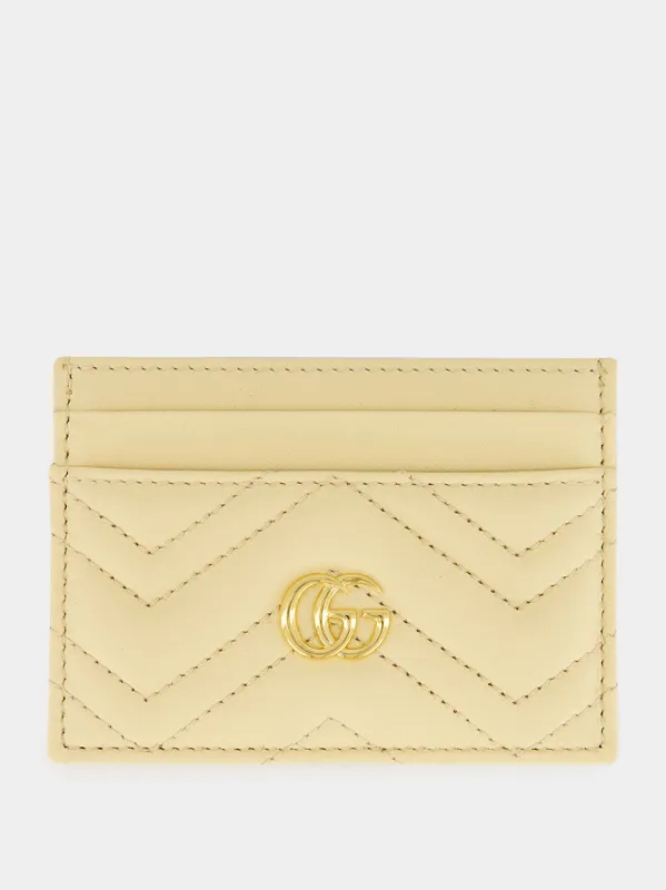 Light Yellow GG Marmont Leather Card Case made by Gucci