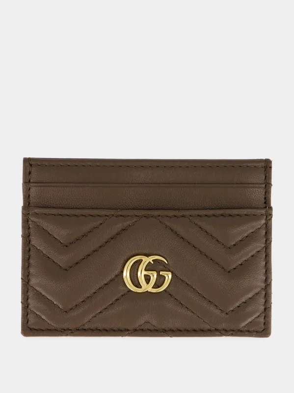Dark Taupe GG Marmont Leather Card Case made by Gucci