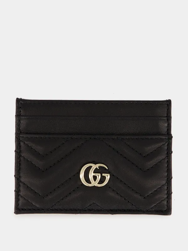 Black GG Marmont Leather Card Holder made by Gucci