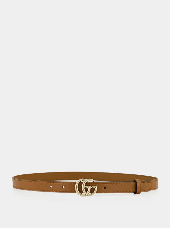 Brown GG Marmont Thin Leather Belt made by Gucci