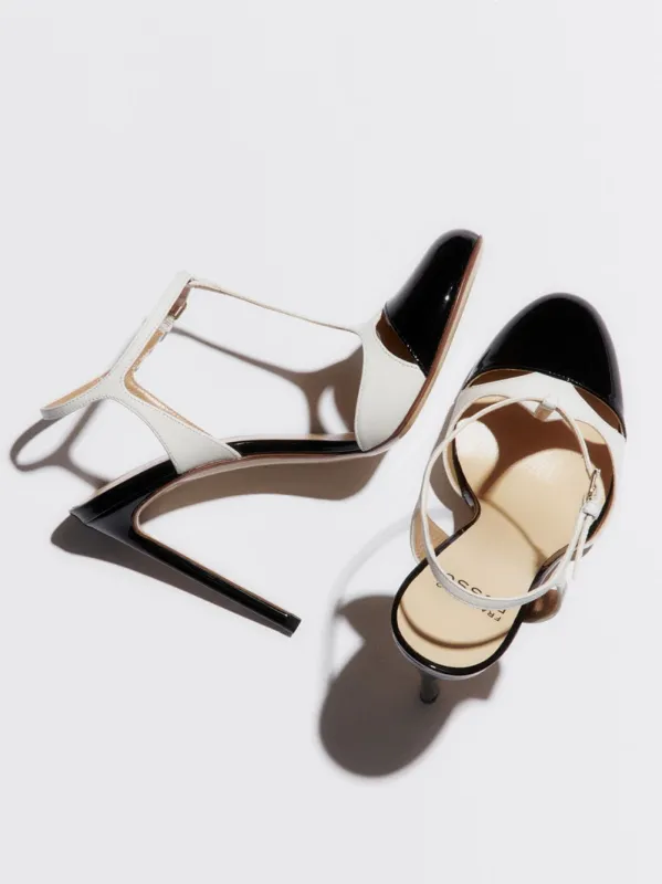 Black and White Patent Nappa T-Bar Pumps made by Francesco Russo