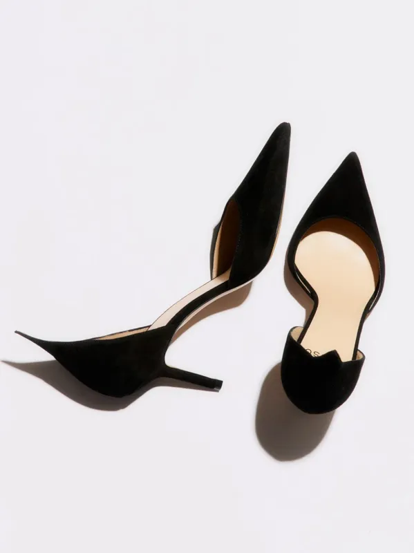 Black Suede High Back Pumps made by Francesco Russo
