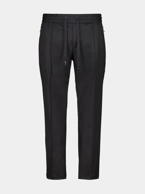 Dark Grey Regular-Fit Wool Trousers made by Dolce & Gabanna
