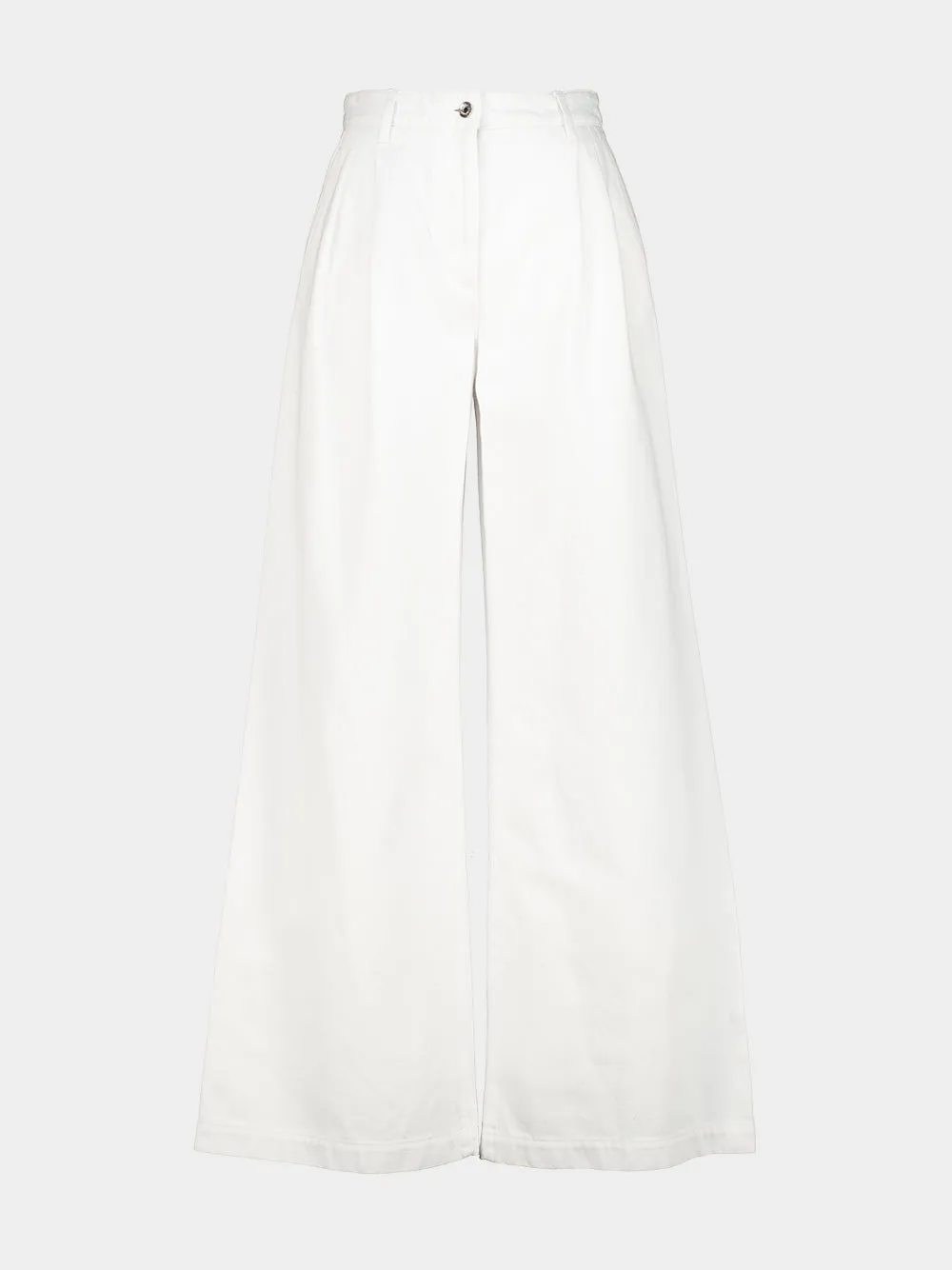 White Wide-Leg Denim Jeans sold by Fashion Clinic