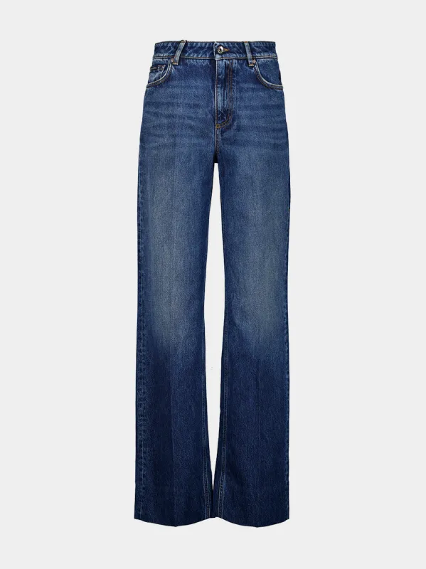 Blue Wide-Leg Five-Pocket Jeans made by Dolce & Gabanna