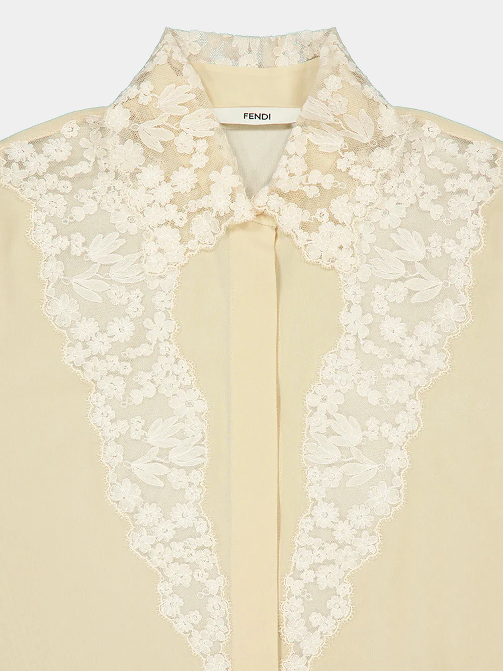 Beige Silk Georgette Lace Trim Shirt sold by Fashion Clinic product image thumbnail 5