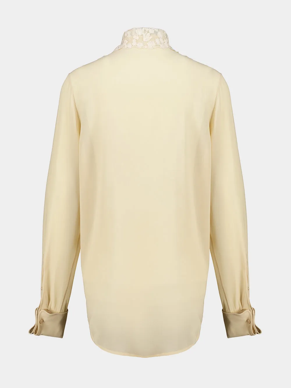 Beige Silk Georgette Lace Trim Shirt sold by Fashion Clinic product image thumbnail 4