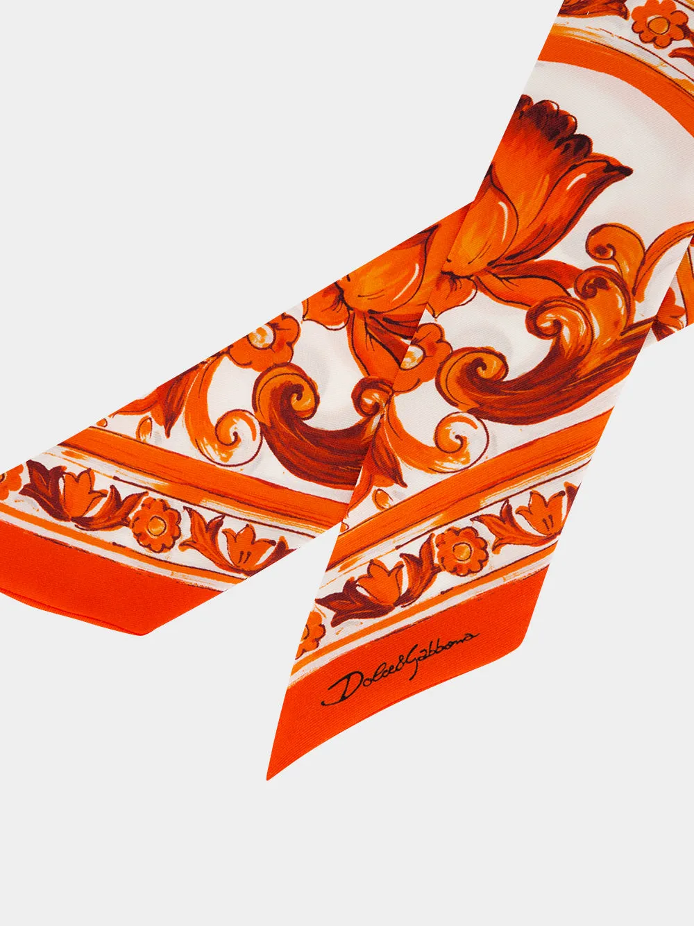 Orange Majolica-Print Silk Twilly Scarf sold by Fashion Clinic product image thumbnail 2