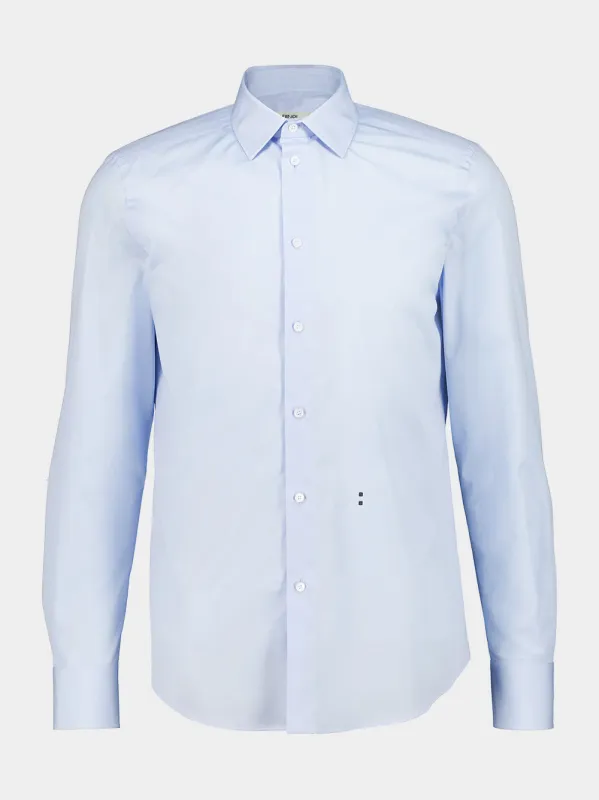 Celeste Blue Cotton Poplin Slim-Fit Shirt made by Fendi