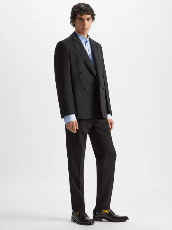 Black Double-Breasted Wool Blazer made by Fendi