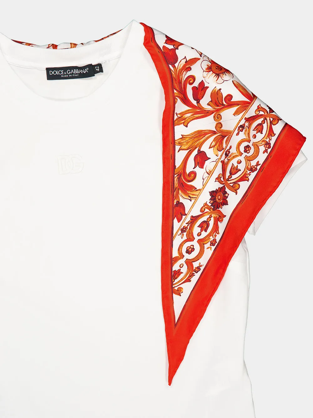 White Majolica Scarf T-Shirt sold by Fashion Clinic product image thumbnail 4