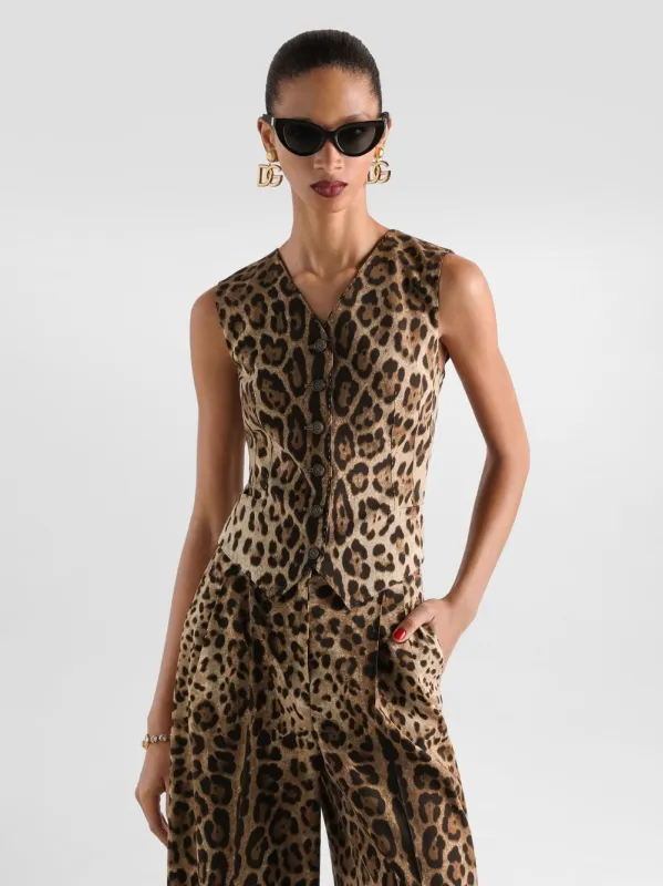 Leo-Print Wool and Silk Vest made by Dolce & Gabanna