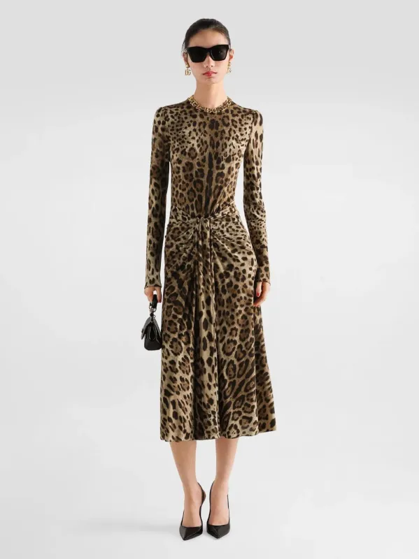 Leo Print Jersey Midi Dress made by Dolce & Gabanna