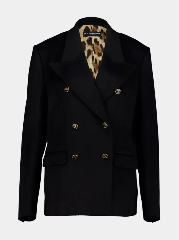 Black Double-Breasted Wool Blazer made by Dolce & Gabanna