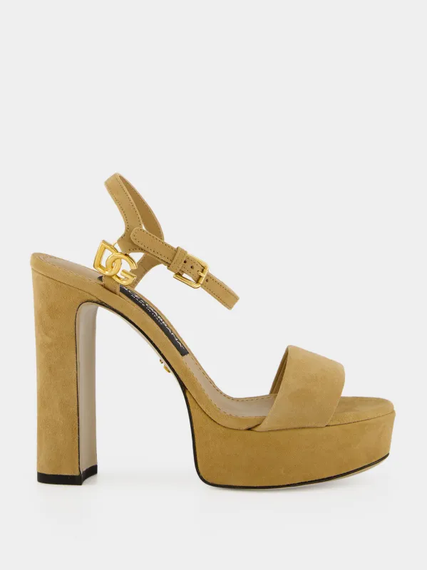 Dove Grey Suede Platform Sandals made by Dolce & Gabanna