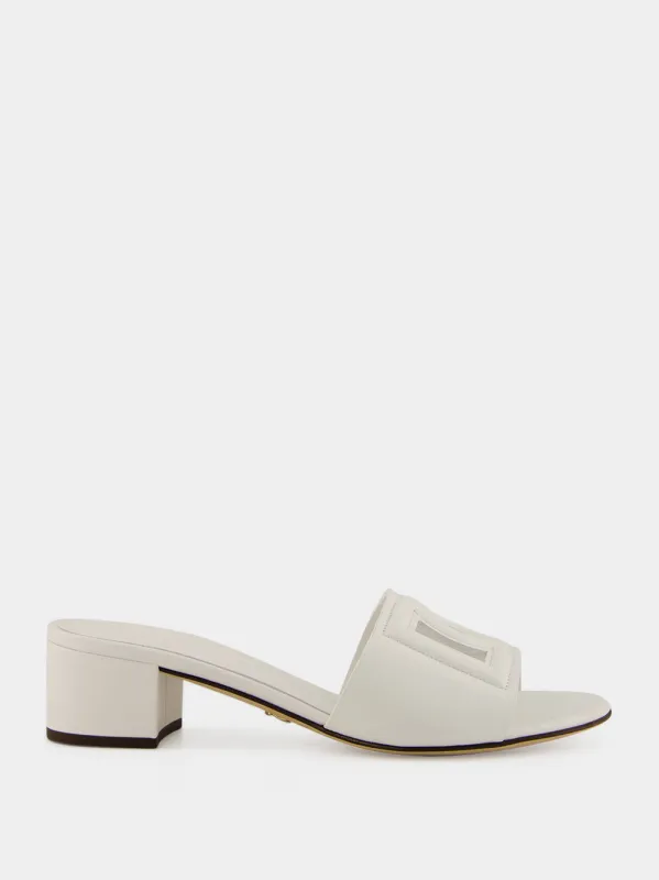 White Calfskin DG Millennials Logo Mules made by Dolce & Gabanna