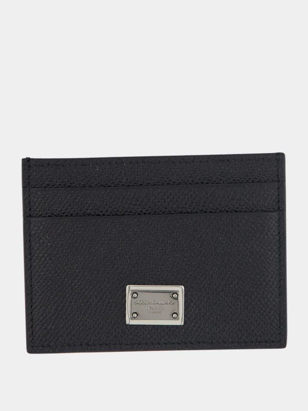 Black Dauphine Leather Card Holder made by Dolce & Gabanna