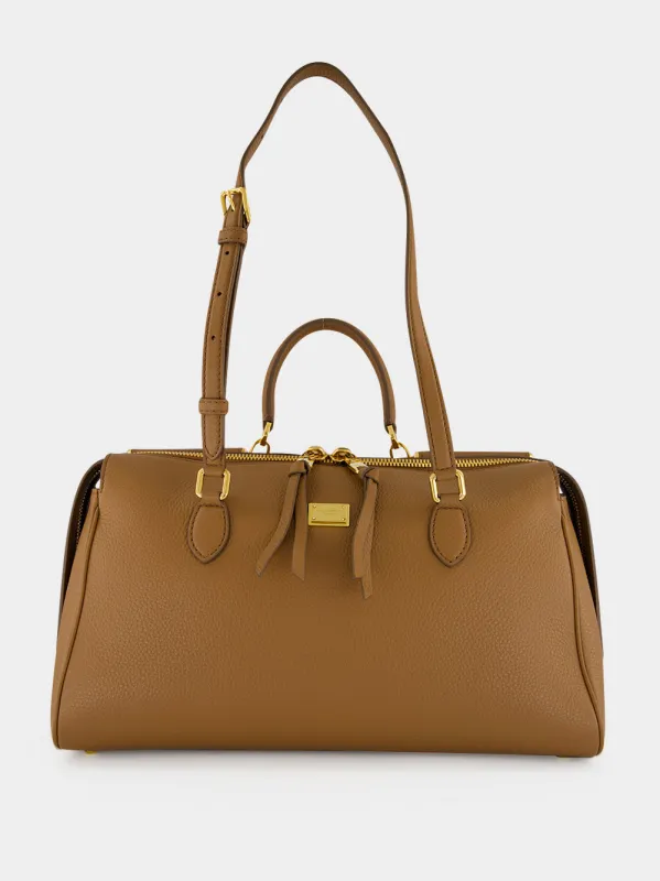 Brown Vittoria Calfskin Handbag made by Dolce & Gabanna