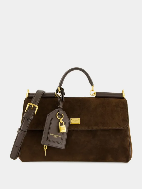 Ebony Brown Crosta Leather Handbag made by Dolce & Gabanna