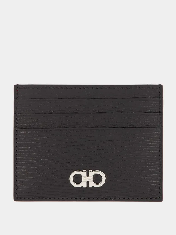 Black Gancini Card Holder made by Salvatore Ferragamo