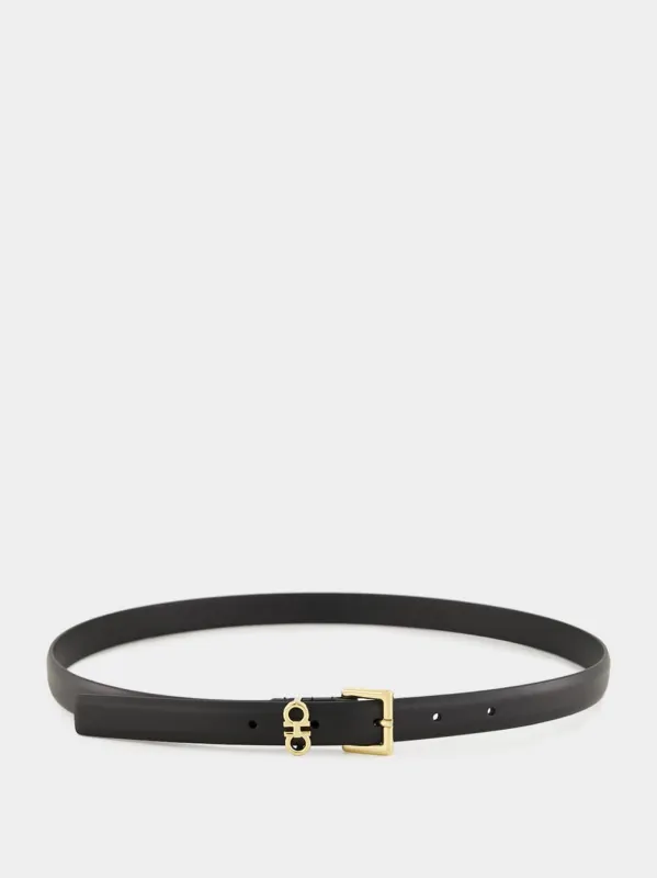 Black Gancini Leather Belt made by Salvatore Ferragamo