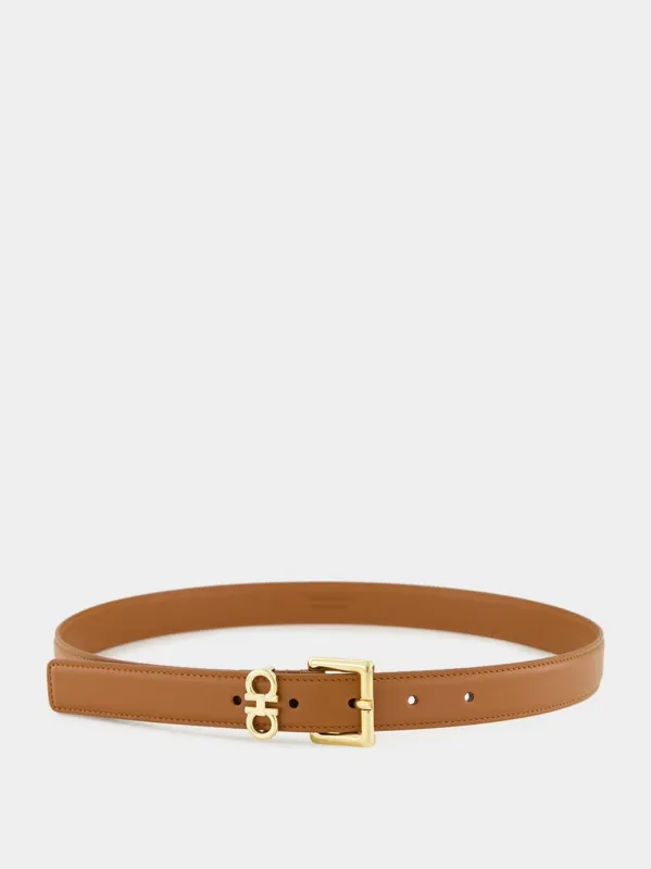 New Cognac Gancini Leather Belt made by Salvatore Ferragamo