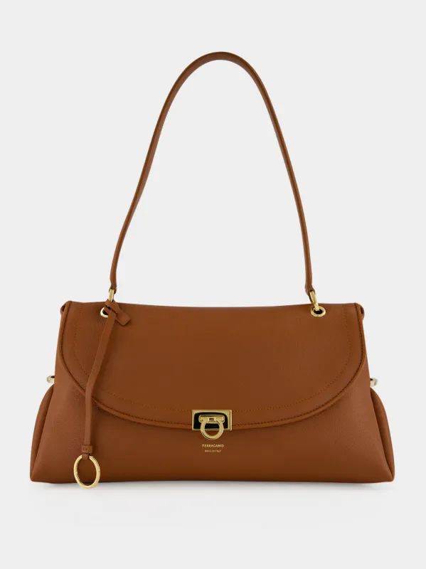 Cognac Medium Sofia Shoulder Bag made by Salvatore Ferragamo