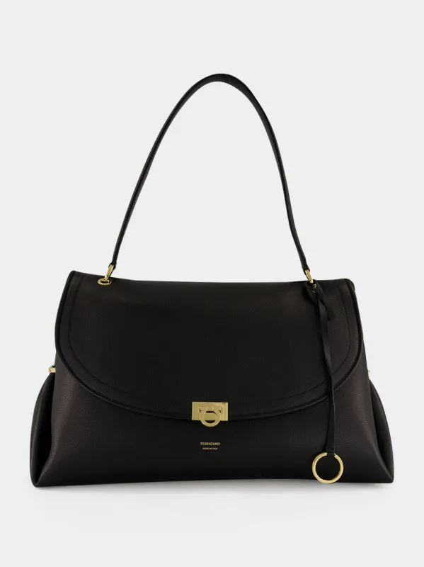 Black Large Sofia Shoulder Bag made by Salvatore Ferragamo