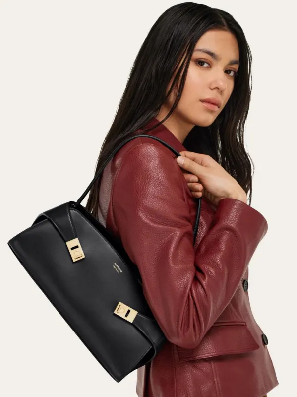 Black Hug East-West Shoulder Bag made by Salvatore Ferragamo