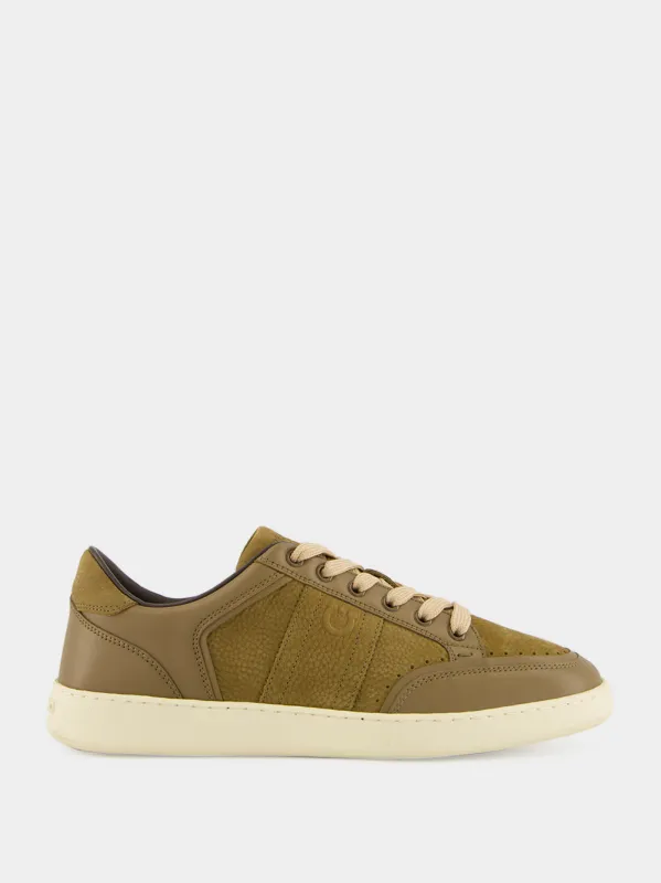 Soy Seed Suede and Leather Low-Top Sneakers made by Salvatore Ferragamo