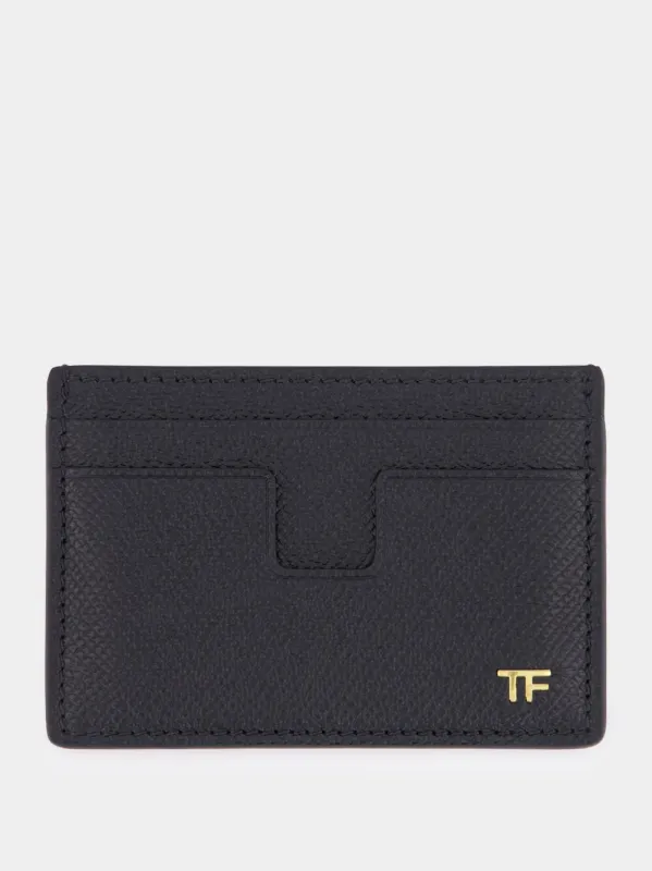 Black Small Grain Leather Cardholder made by Tom Ford