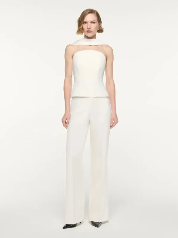 Cream Scarf Neckline Bustier Top made by Roland Mouret
