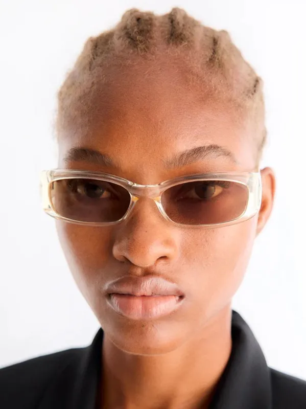 Gold Rectangle Leila Acetate Sunglasses made by Port Tanger