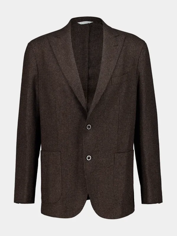 Brown Single-Breasted Wool Blazer made by Boglioli