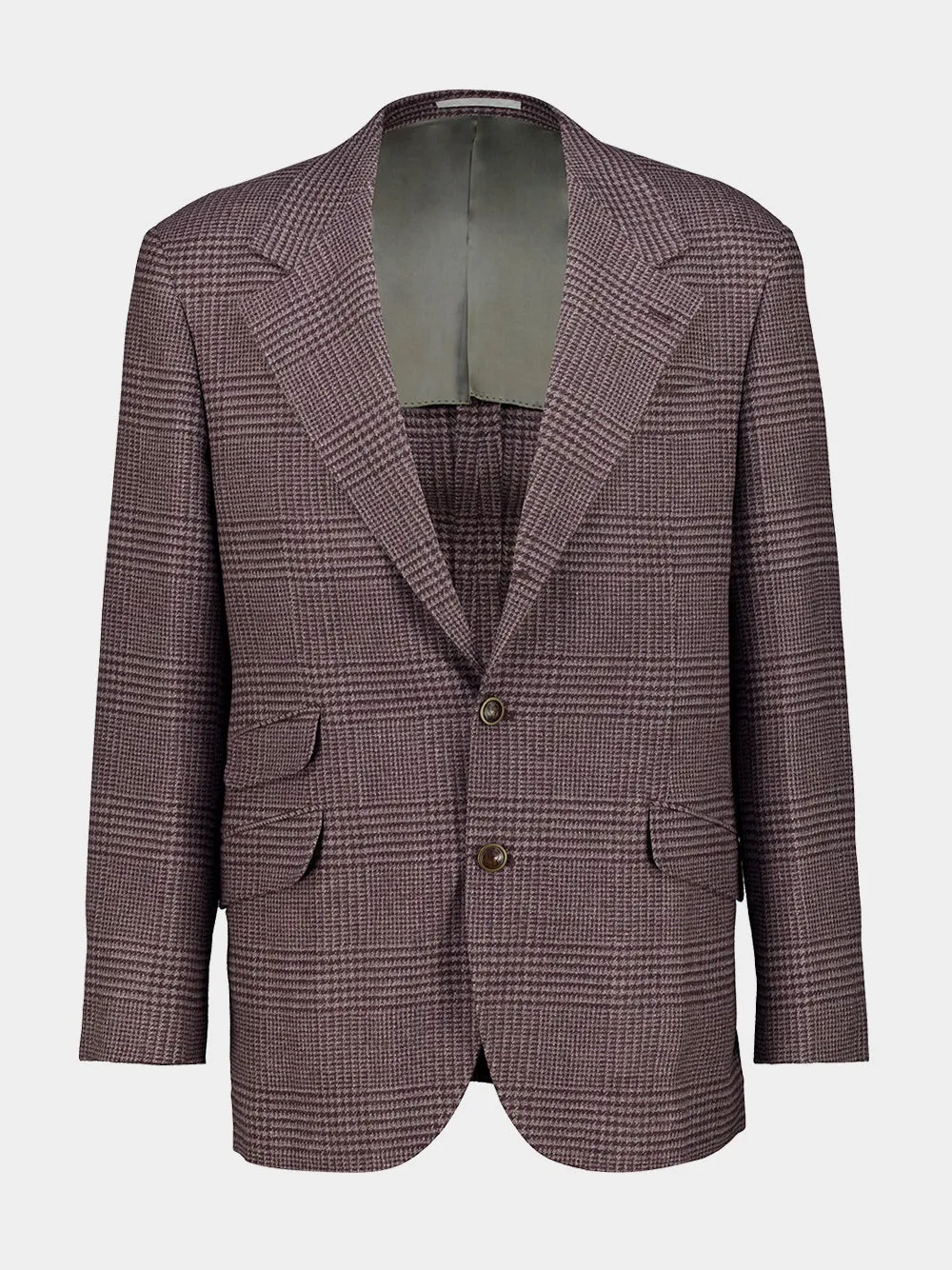 Plum Checked Wool and Cashmere Blazer sold by Fashion Clinic